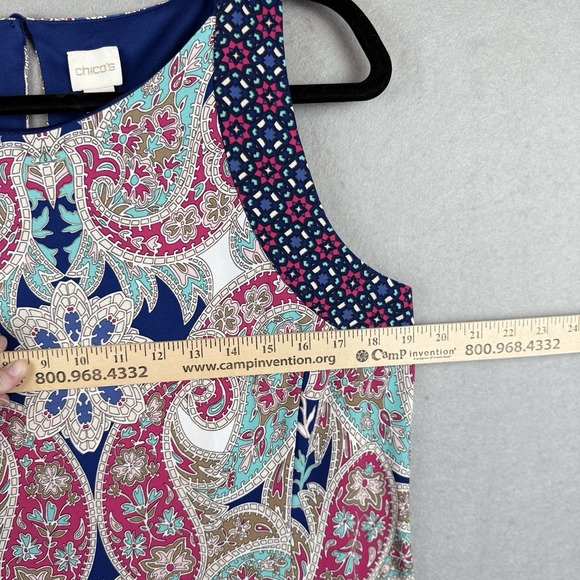 Chico's Maxi Dress 2 L Crown Paisley Slits Artsy Stretchy Slinky - Picture 3 of 7